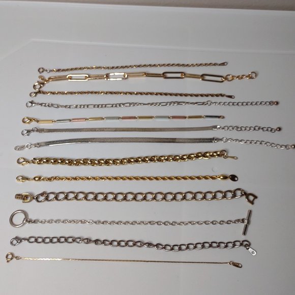 Lot Of 13 Metal Bracelets And Anklets - Picture 1 of 10